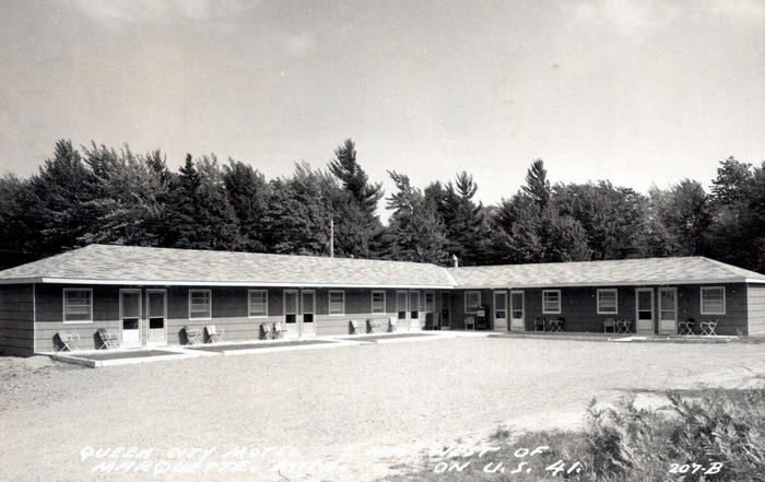 Queen City Motel - Old Postcard (newer photo)